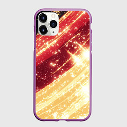 Чехол iPhone 11 Pro матовый Желто-красная текстура с блеском, цвет: 3D-фиолетовый