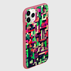 Чехол iPhone 11 Pro матовый Зелёно-розовый геометричные фигуры, цвет: 3D-малиновый — фото 2