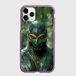 Чехол iPhone 11 Pro матовый Рептилия с зелеными глазами, цвет: 3D-фиолетовый