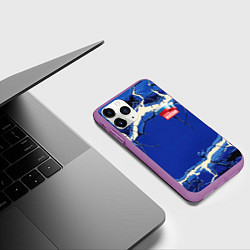 Чехол iPhone 11 Pro матовый Russia blue abstract, цвет: 3D-фиолетовый — фото 2