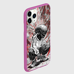 Чехол iPhone 11 Pro матовый Ксеноморф на спорте, цвет: 3D-фиолетовый — фото 2