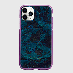 Чехол iPhone 11 Pro матовый Черно-синий бетон, цвет: 3D-фиолетовый