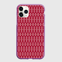 Чехол iPhone 11 Pro матовый Красно белый геометрический узор ретро, цвет: 3D-фиолетовый