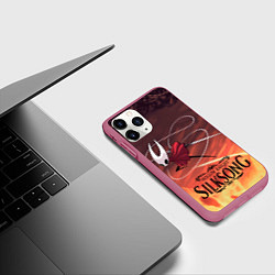 Чехол iPhone 11 Pro матовый Герой Hollow knight silksong, цвет: 3D-малиновый — фото 2
