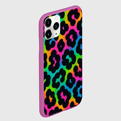Чехол iPhone 11 Pro матовый Леопардовый узор на разноцветном фоне, цвет: 3D-фиолетовый — фото 2