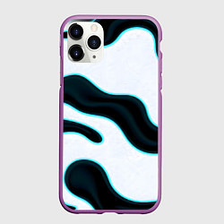 Чехол iPhone 11 Pro матовый Пятна с неоном, цвет: 3D-фиолетовый