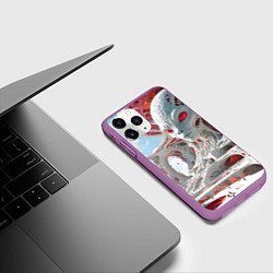 Чехол iPhone 11 Pro матовый Инопланетный белый город, цвет: 3D-фиолетовый — фото 2