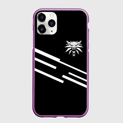 Чехол iPhone 11 Pro матовый Ведьмак лого геометрия, цвет: 3D-фиолетовый
