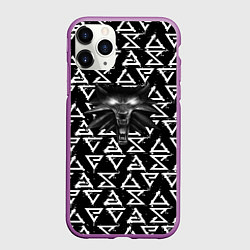 Чехол iPhone 11 Pro матовый Ведьмак паттерн лого, цвет: 3D-фиолетовый