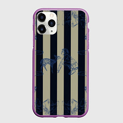 Чехол iPhone 11 Pro матовый Чёрные полосы