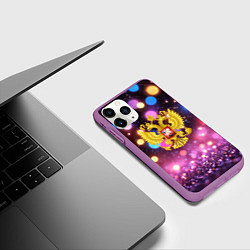 Чехол iPhone 11 Pro матовый Герб России на фоне бокке, цвет: 3D-фиолетовый — фото 2