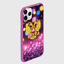 Чехол iPhone 11 Pro матовый Герб России на фоне бокке, цвет: 3D-фиолетовый — фото 2