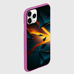 Чехол iPhone 11 Pro матовый Космический неоновый разлом, цвет: 3D-фиолетовый — фото 2