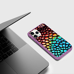 Чехол iPhone 11 Pro матовый Макро кожа дракона, цвет: 3D-фиолетовый — фото 2