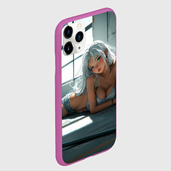Чехол iPhone 11 Pro матовый Блондинка лежит у окна, цвет: 3D-фиолетовый — фото 2