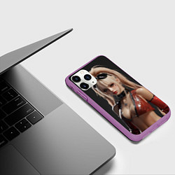 Чехол iPhone 11 Pro матовый Блондинка в рок стиле, цвет: 3D-фиолетовый — фото 2