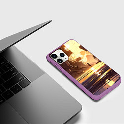 Чехол iPhone 11 Pro матовый Аниме под солнцем, цвет: 3D-фиолетовый — фото 2