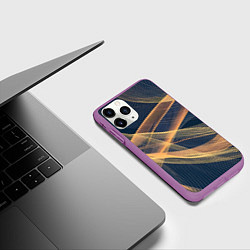 Чехол iPhone 11 Pro матовый Световые волны, цвет: 3D-фиолетовый — фото 2