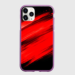 Чехол iPhone 11 Pro матовый Красные мазги краски на черном, цвет: 3D-фиолетовый