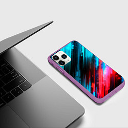 Чехол iPhone 11 Pro матовый Синяя и красная краска на черном, цвет: 3D-фиолетовый — фото 2