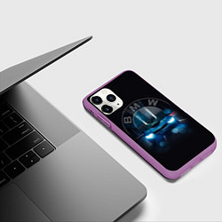 Чехол iPhone 11 Pro матовый BMW на мосту, цвет: 3D-фиолетовый — фото 2