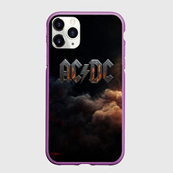 Чехол iPhone 11 Pro матовый ACDC металлический лого, цвет: 3D-фиолетовый