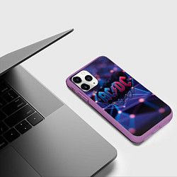 Чехол iPhone 11 Pro матовый ACDC лого в градиенте, цвет: 3D-фиолетовый — фото 2