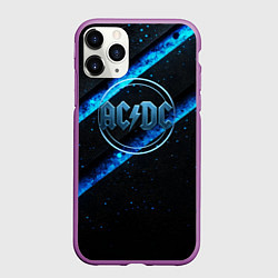 Чехол iPhone 11 Pro матовый ACDC черно-синяя текстура, цвет: 3D-фиолетовый
