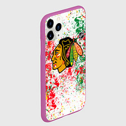 Чехол iPhone 11 Pro матовый Chicago Blackhawks NHL white, цвет: 3D-фиолетовый — фото 2