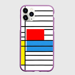 Чехол iPhone 11 Pro матовый В стиле мондриана, цвет: 3D-фиолетовый