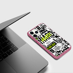 Чехол iPhone 11 Pro матовый Pattern with inscriptions hustle sand boy, цвет: 3D-малиновый — фото 2