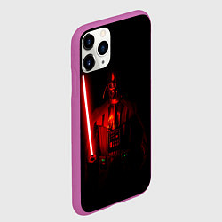 Чехол iPhone 11 Pro матовый Вейдер в темноте с мечом, цвет: 3D-фиолетовый — фото 2