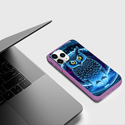 Чехол iPhone 11 Pro матовый Виртуальный филин, цвет: 3D-фиолетовый — фото 2