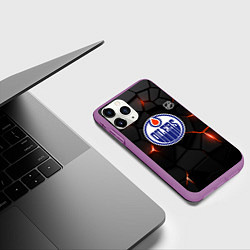 Чехол iPhone 11 Pro матовый Эдмонтон Ойлерз - НХЛ хоккей, цвет: 3D-фиолетовый — фото 2