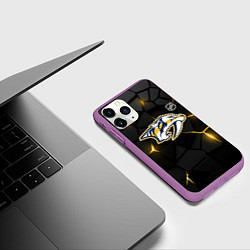 Чехол iPhone 11 Pro матовый Нэшвилл Предаторз - НХЛ хоккей, цвет: 3D-фиолетовый — фото 2