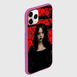 Чехол iPhone 11 Pro матовый Билли Айлиш готический образ, цвет: 3D-фиолетовый — фото 2