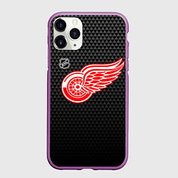 Чехол iPhone 11 Pro матовый Детройт Ред Уингз - черные треугольники, цвет: 3D-фиолетовый