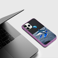 Чехол iPhone 11 Pro матовый Акула мем, тралалеро тралала, цвет: 3D-фиолетовый — фото 2