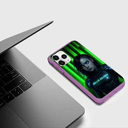 Чехол iPhone 11 Pro матовый Билли Айлиш космический костюм, цвет: 3D-фиолетовый — фото 2