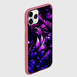 Чехол iPhone 11 Pro матовый Синий индиго цветочный, цвет: 3D-малиновый — фото 2