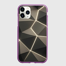 Чехол iPhone 11 Pro матовый Серая объемная текстура с гранями, цвет: 3D-фиолетовый
