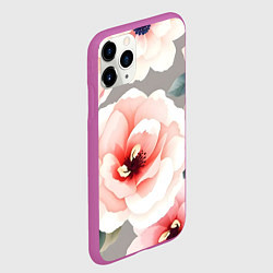 Чехол iPhone 11 Pro матовый Нежные цветы, цвет: 3D-фиолетовый — фото 2