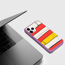 Чехол iPhone 11 Pro матовый Красные полоски, цвет: 3D-фиолетовый — фото 2