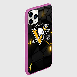 Чехол iPhone 11 Pro матовый Питтсбург Пингвинз - плиты с подсветкой, цвет: 3D-фиолетовый — фото 2