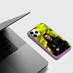 Чехол iPhone 11 Pro матовый Bones держит трость, цвет: 3D-фиолетовый — фото 2