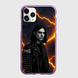 Чехол iPhone 11 Pro матовый Bones рок звезда, цвет: 3D-фиолетовый