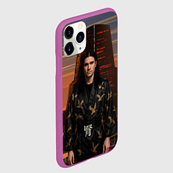 Чехол iPhone 11 Pro матовый Bones в халате с журавлями, цвет: 3D-фиолетовый — фото 2