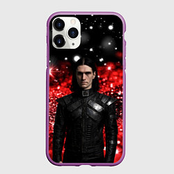 Чехол iPhone 11 Pro матовый Bones в кожаной куртке, цвет: 3D-фиолетовый
