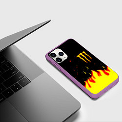 Чехол iPhone 11 Pro матовый Monster energy fire steel, цвет: 3D-фиолетовый — фото 2