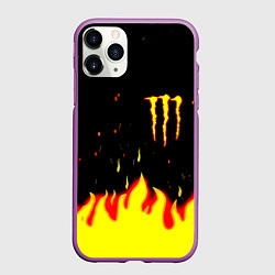 Чехол iPhone 11 Pro матовый Monster energy fire steel, цвет: 3D-фиолетовый